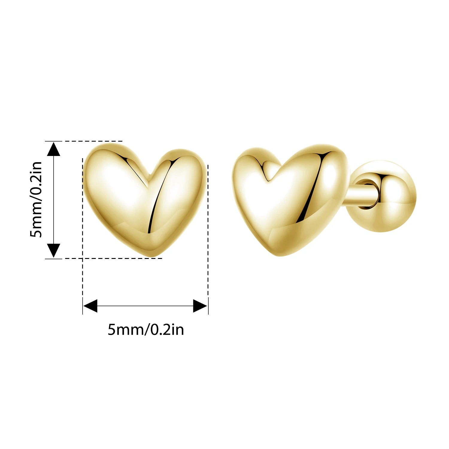 BISAER 925 Sterling Silver 18K Gold Mini Heart Stud Earrings Simple Love Hypoallergenic Earrings for Women Weedding Fine Jewelry