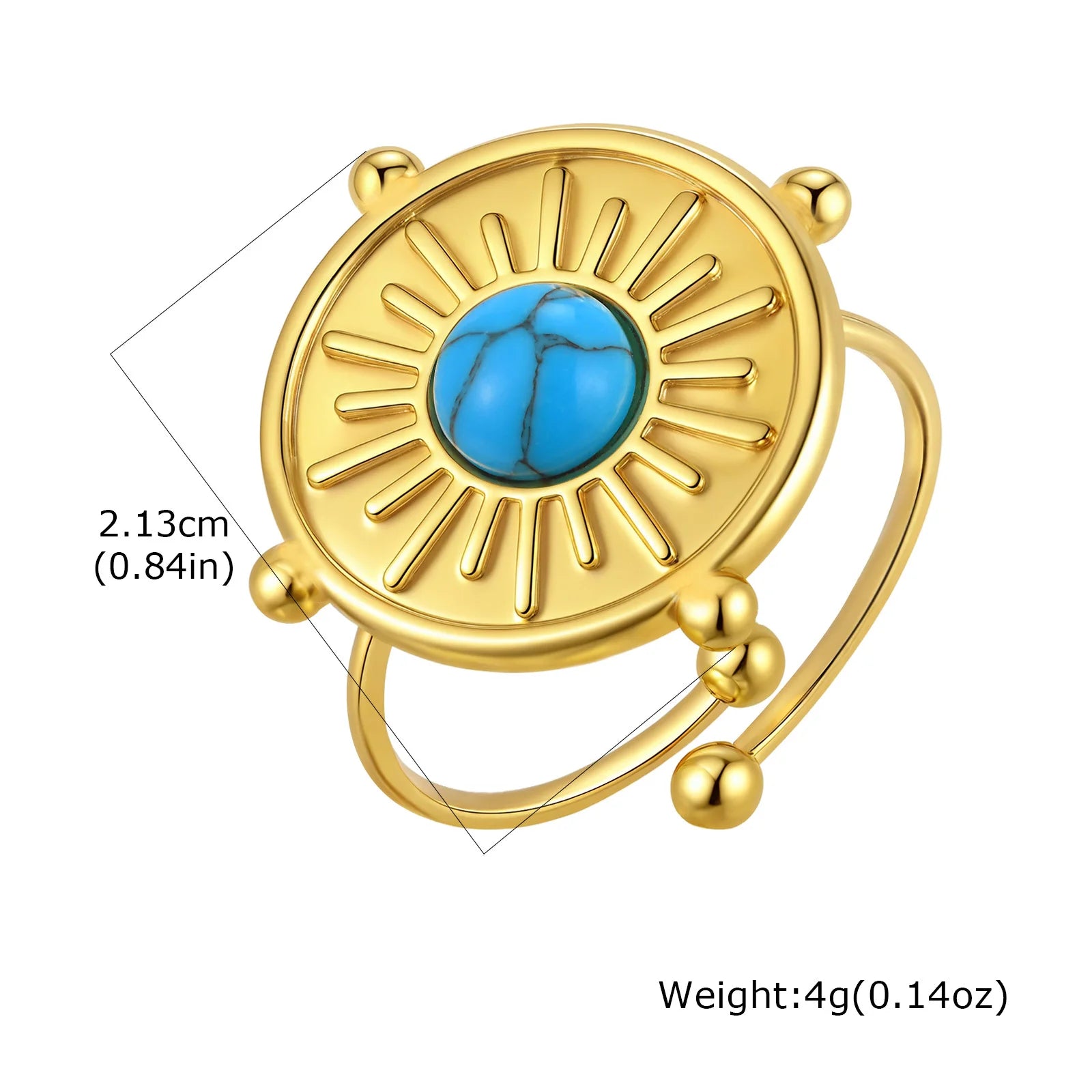 Vnox Elegant Natural Stone Stainless Steel Rings Fashion Colored Pearl Opal Turquoise Rings For Women Retro Waterproof Jewelry