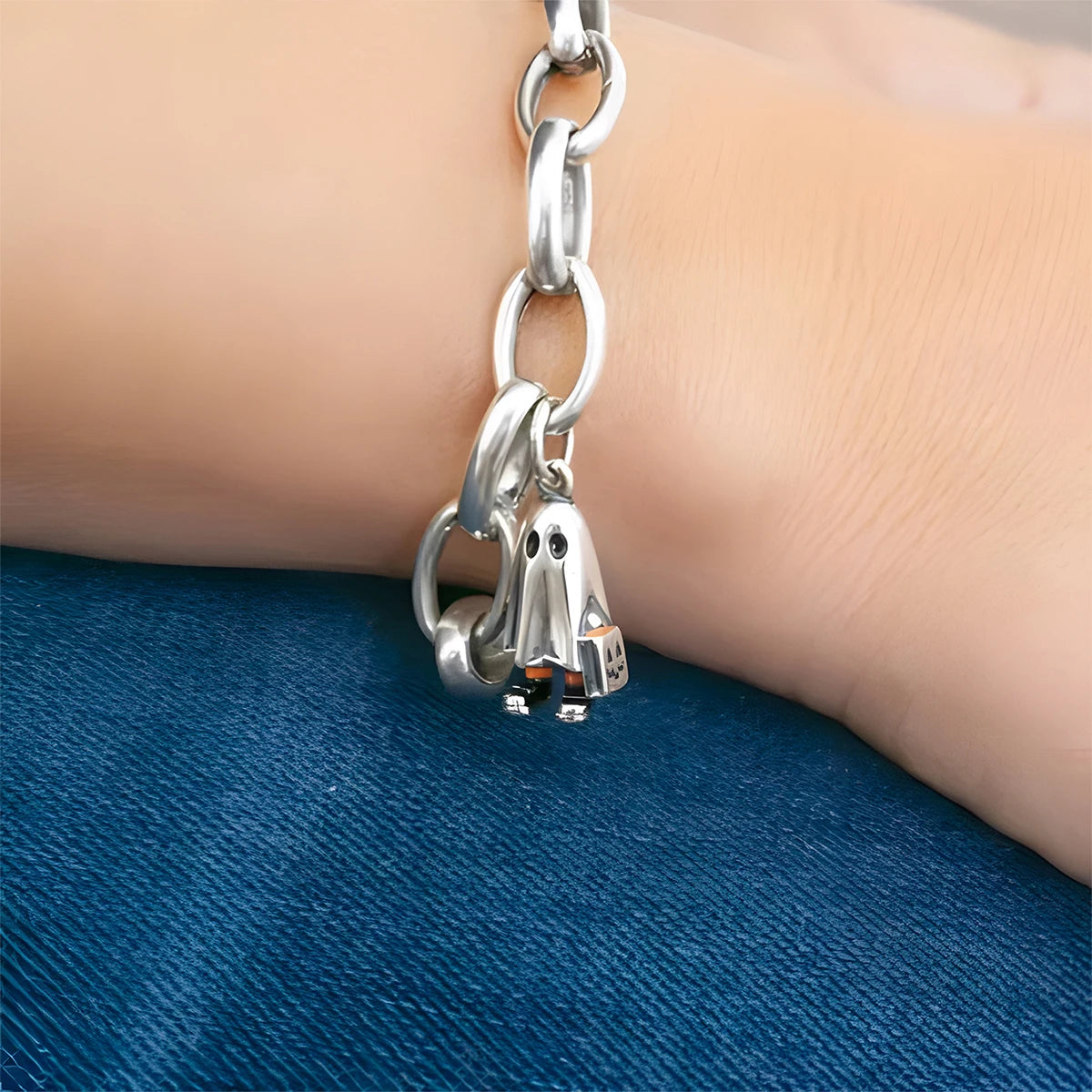 1PC S925 Sterling Silver Little Ghost Pendant, Exquisite And Colorful DIY Pendant, Suitable for DIY Necklace and Bracelet Decor