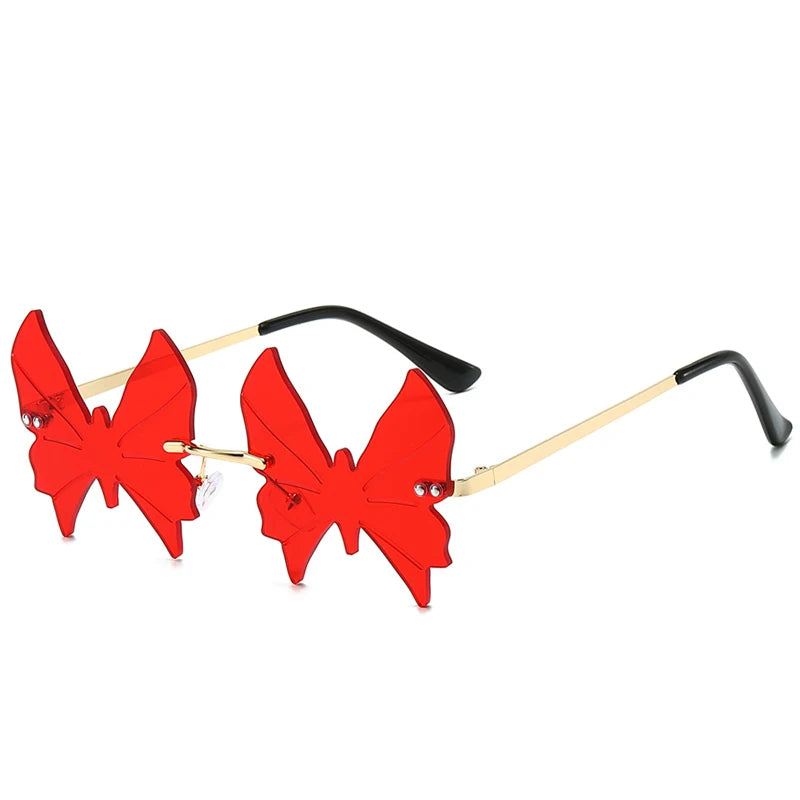 2025 Fashion Rimless Butterfly Sunglasses For Women Men Personalized Trendy Metal Irregular Sun Glasses Party Decorative Glasses