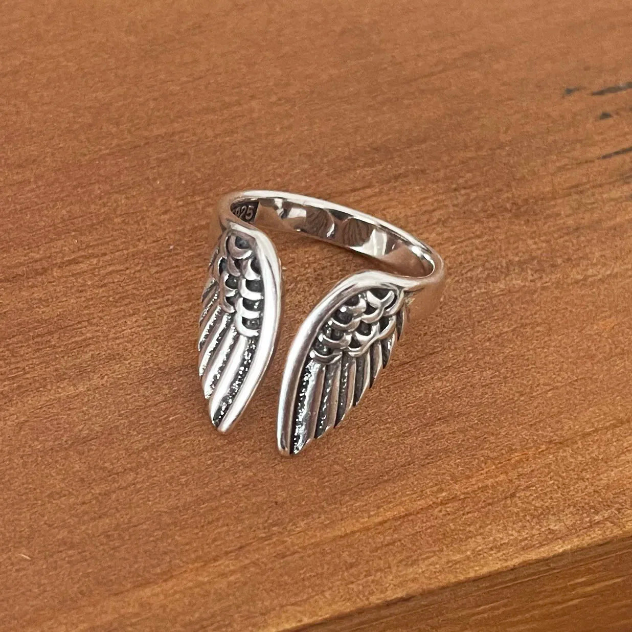 925 Sterling Silver Rings For Women Men Fine Jewelry Finger Adjustable Open Wing Shape Ring For Party Birthday Gift