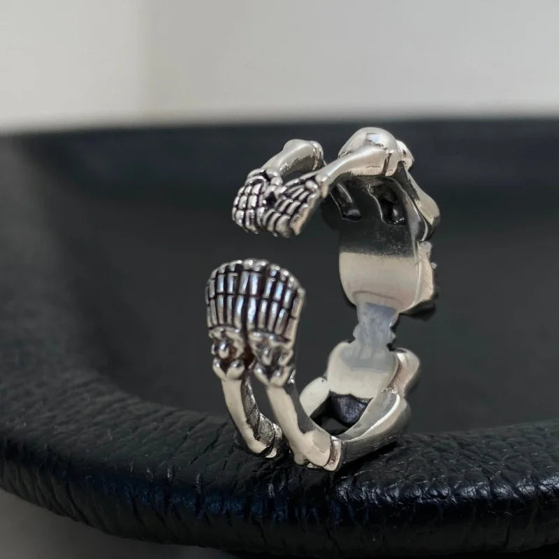 Buyee 925 Sterling Silber Großer Ring Finger Einzigartiger offener Ring für Damen Herren Fashion Punk Feiner Schmuck Kreis mit Box