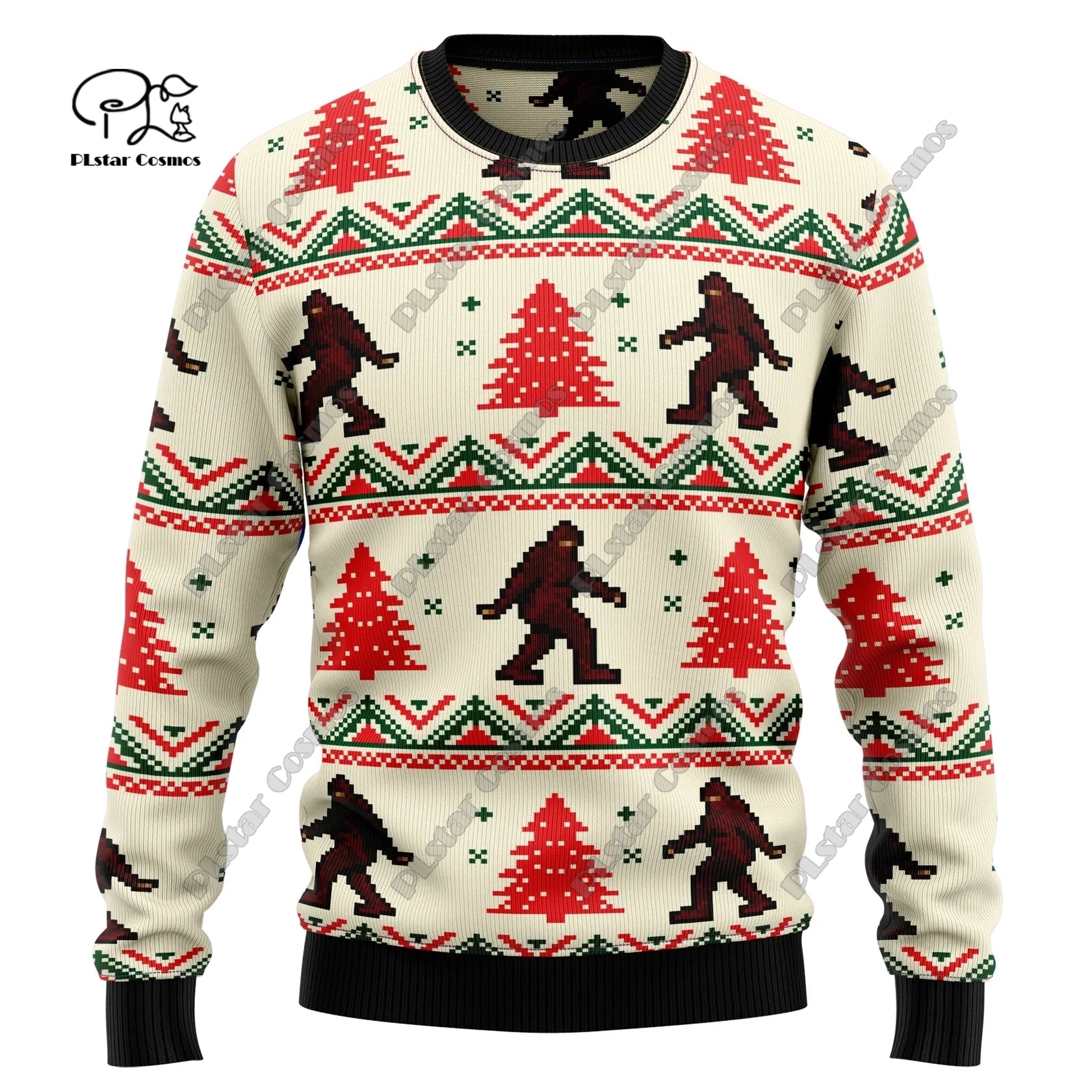 Neue 3D-gedruckte Weihnachtsmotive: Weihnachtsbaum, Weihnachtsmann-Muster, Kunstdruck, lässiger Street-Sweater, Winterpullover, Größen S-8
