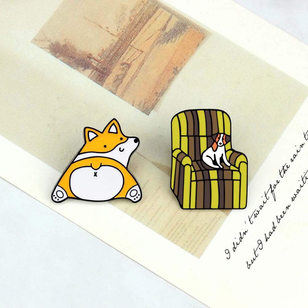 Pet Dog Lover Collection Brooch Cute Corgi German Shepherd Golden Retriever Dog Enamel Pins Women Men Lapel Pin Badges Jewelry