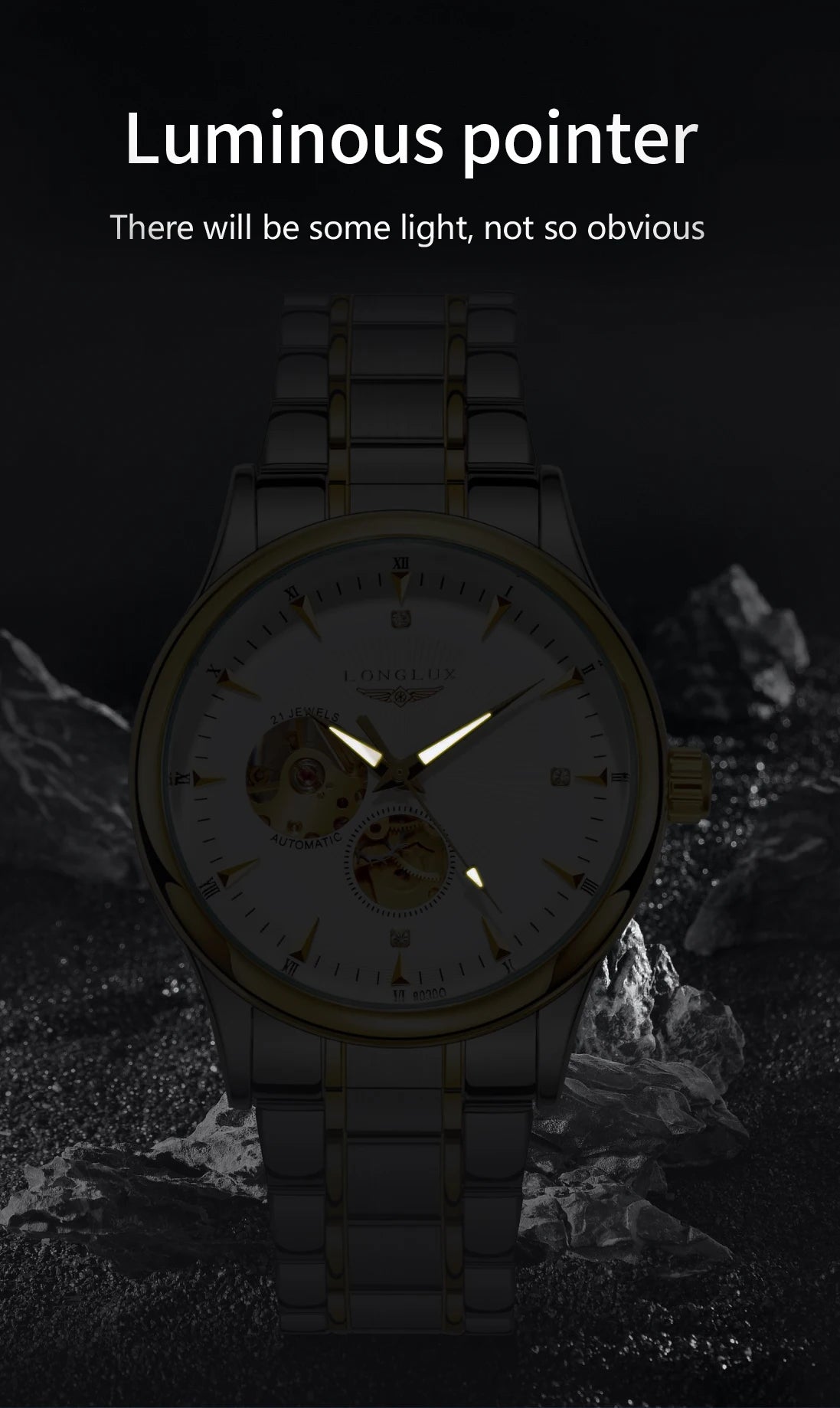 LONGLUX Men automatic mechanical watch elegant luxury watches waterproof skeleton business wholesale stainless steel gift watch - Madeinsea©