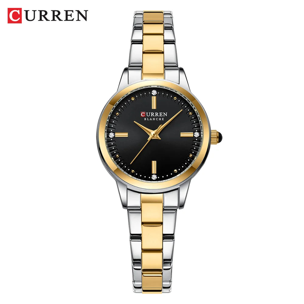 CURREN Simple Round Dial Fashion Dress Quartz Watches for Ladies with Stainless Steel Bracelet Luxury Wristwatches - Madeinsea©