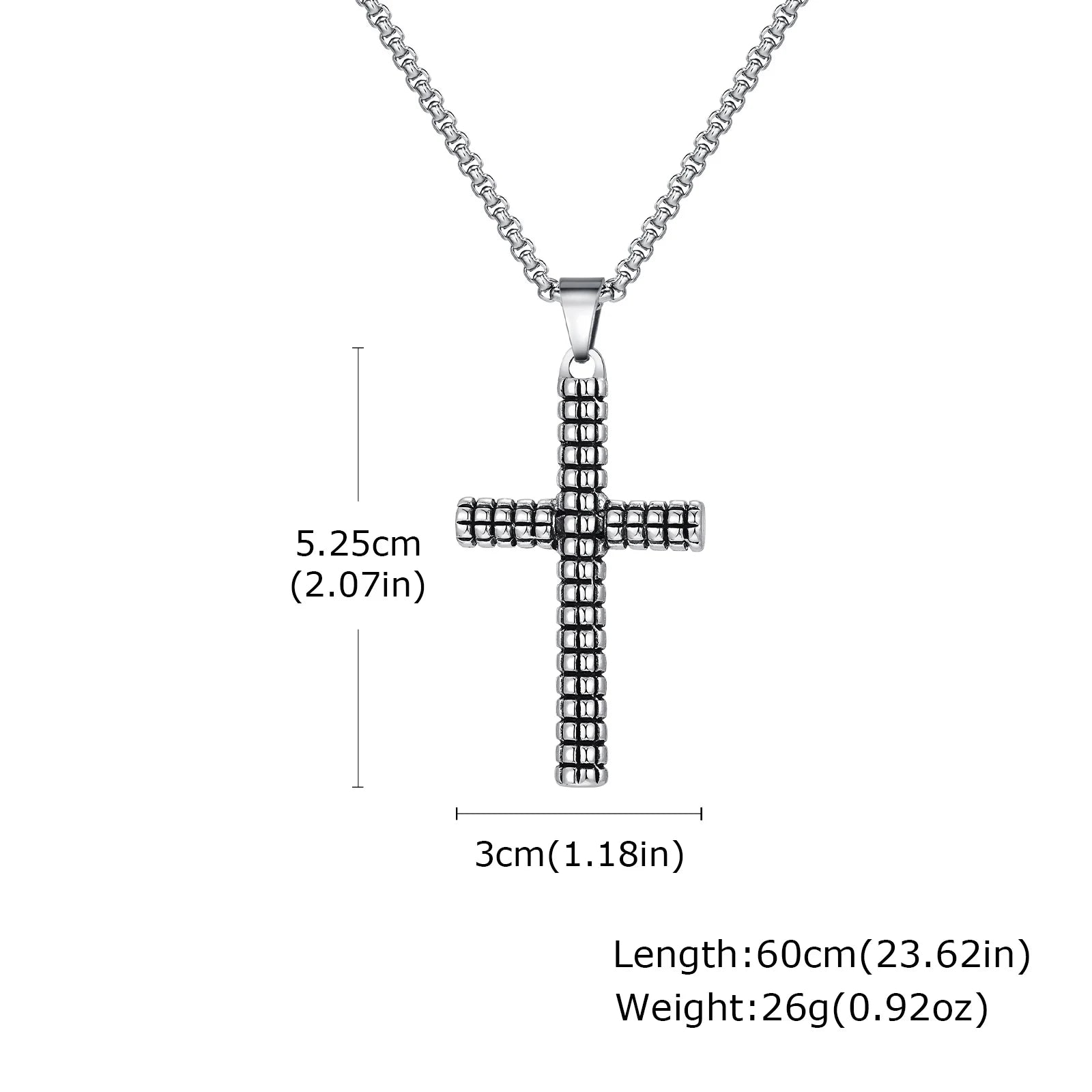 Vnox Large Cross Pendant Necklaces, Punk Hiphop Church Baptism Cross Necklaces for Men Boys, Fashion Long Neck Collar