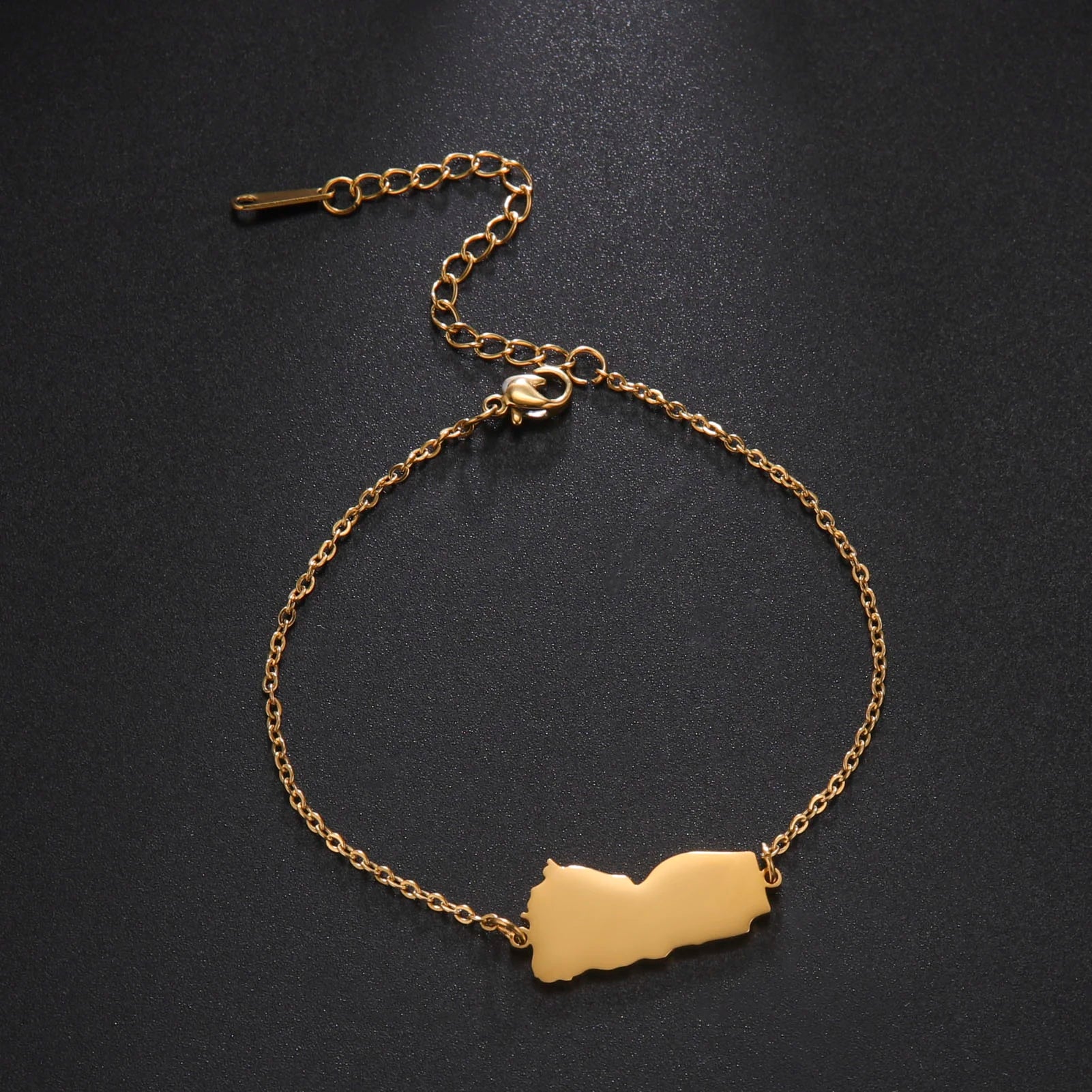 Hollow Syria Map Egypt Lebanon Yemen Map Bracelet Stainless Steel Gold Color Bracelet for Friend Memorial Gift