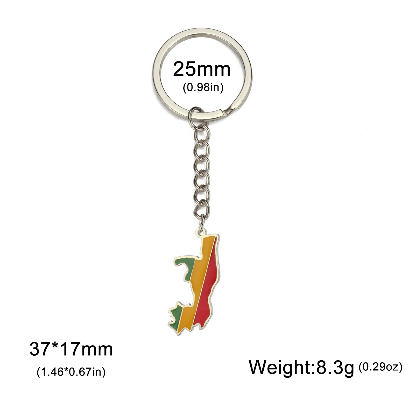 Dreamtimes France Poland Mexico Map Pendant Keychain for Women Men Stainless Steel Key Ring Qatar Ghana Syria Haiti Jewelry