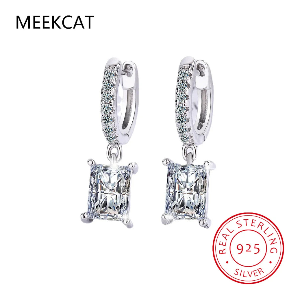 D Moissanite 3ct Earrings 925 Sterling Silver Original Certified Moissanite 1ct Hoop Drop Dangle Earrings 2ct Huggie for Women