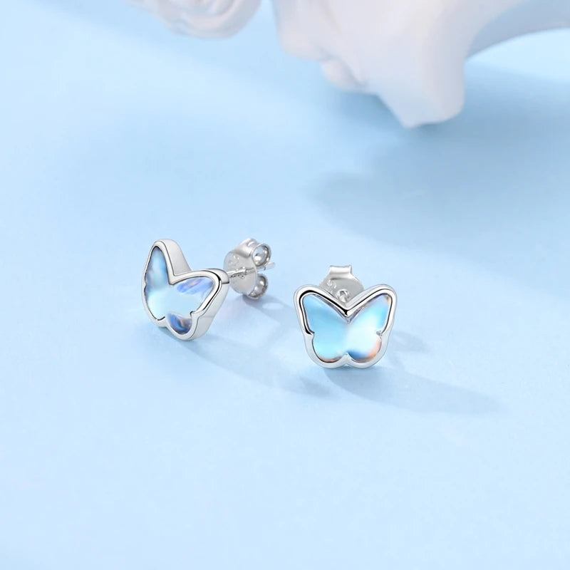 Crystal Zircon 100% 925 Sterling Silver Earrings Butterfly Zirconia Silver Stars Stud Earrings For Women Sterling Silver Jewelry