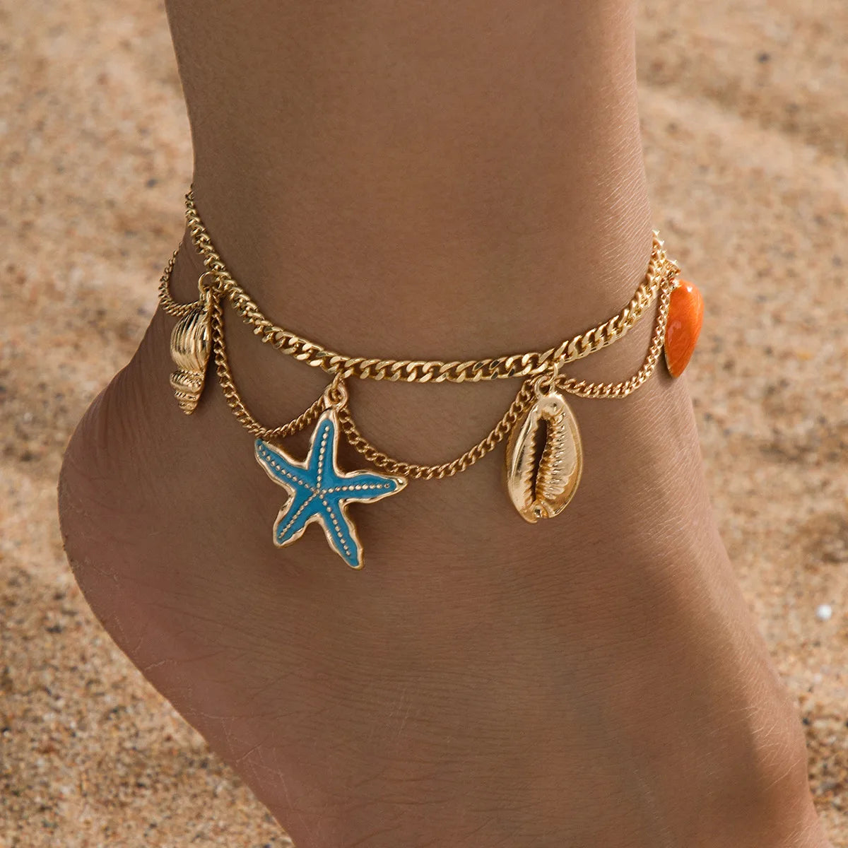 Starfish Shell Multi-layer Anklet For Women Girls Bohemian Foot Decoration Fashion Jewelry Holiday Party Gift OL DA001 - Madeinsea©