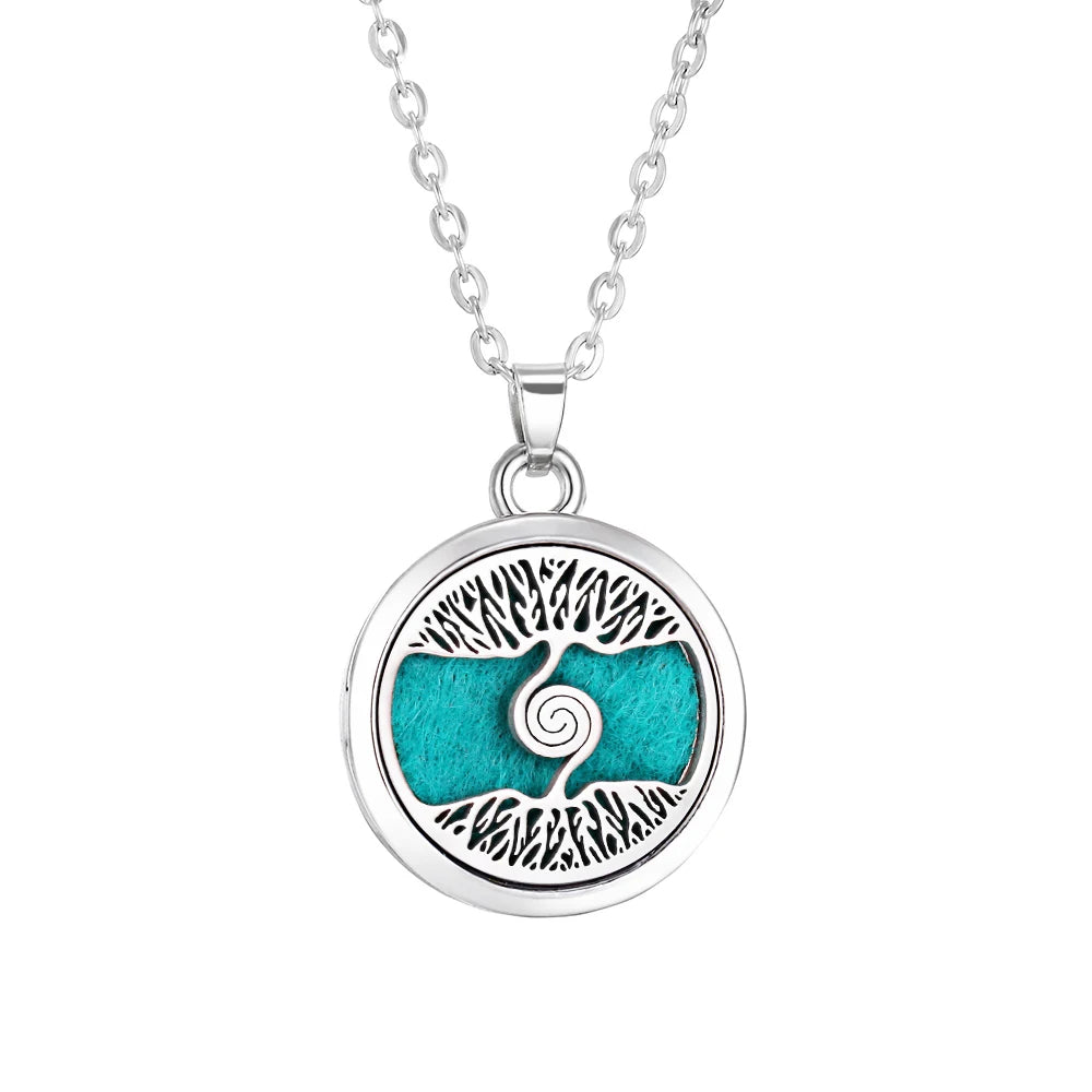 Tree of Life Aromatherapy Necklace Perfume Essential Oil Diffuser Alloy Stainless Steel  Locket Pendant Aroma Diffuser Necklace - Madeinsea©