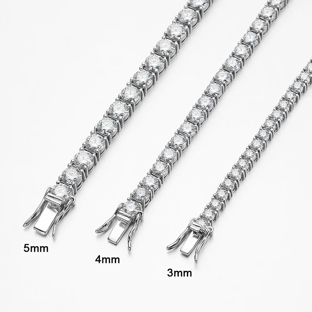 Serenity 3mm 4mm 5mm Moissanite Tennis Bracelet For Women Man Gift S925 Sterling Silver Plated 18K Moissanite Hand Chain Jewelry - Madeinsea©