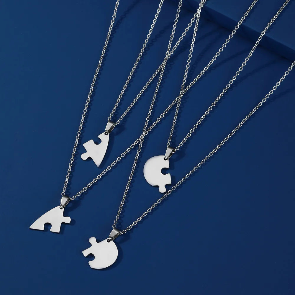 Stainless Steel Heart Pendant Necklace for Best Friend Multiple Heart Puzzle Necklaces Jewelry Gift for Family 2022 New