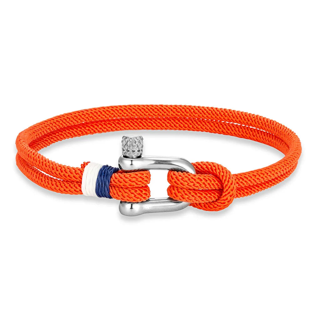 MKENDN Minimalist Lucky Rope Bracelet Stainless Steel Mini U-Shape Shackle Buckle Bracelets for Men Women Couple Gift