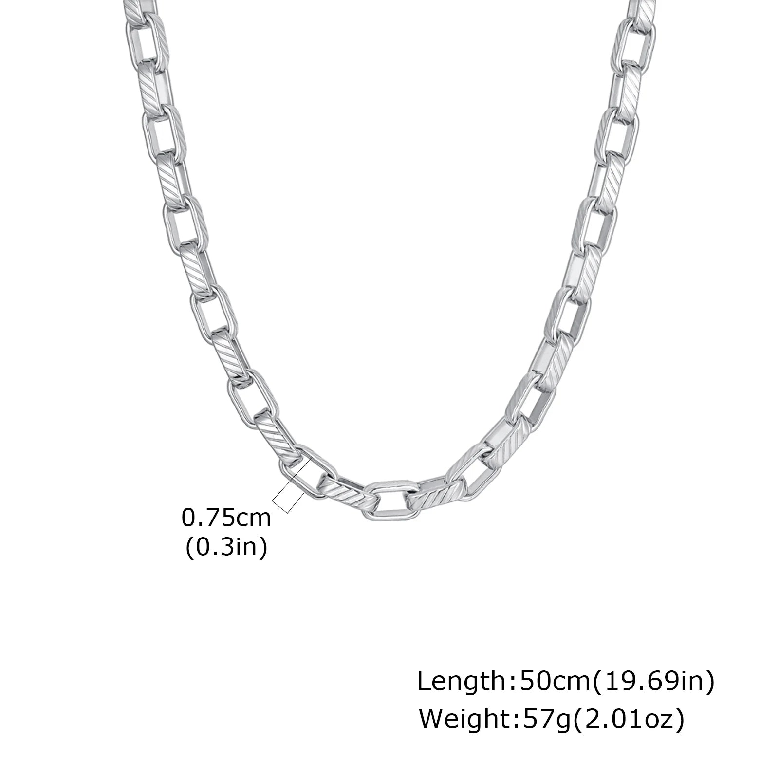 Vnox Heavy Punk 7.5mm Paperclip Chain Necklaces, Mens Waterproof Stainless Steel Rectangular Links Collar, Chunky Rock Jewelry