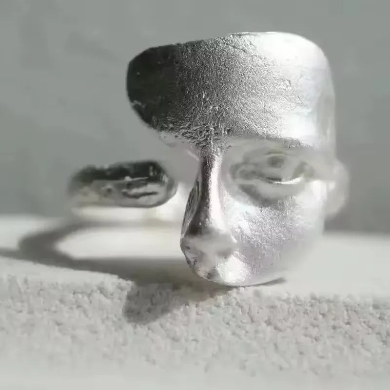 Sam Panda 925 Sterling Rings for Women Simple Geometric Handmade Irregular Retro Ring Gold Zircon Allergy For Birthday Gift