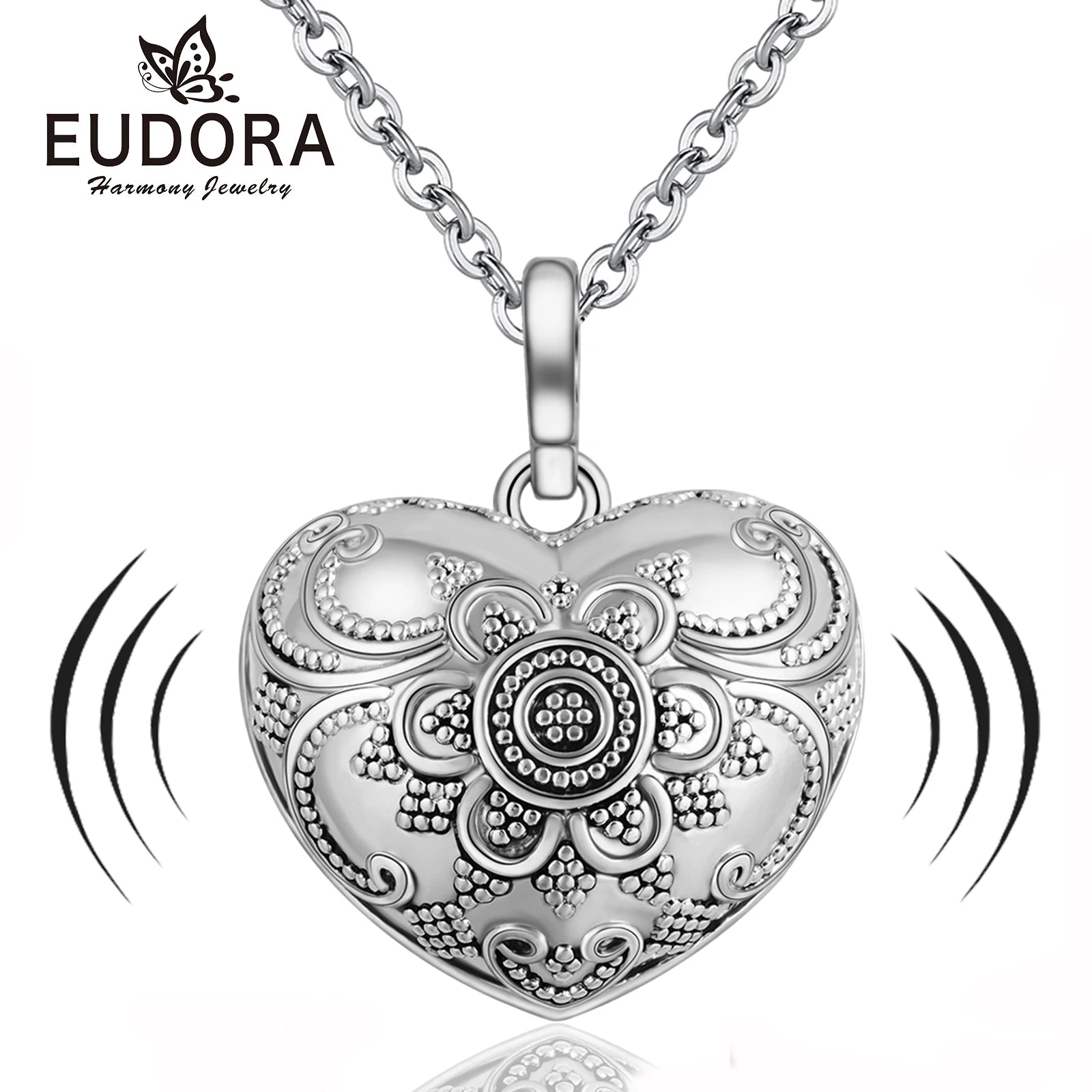 Eudora Collier Bola de Grossesse Necklace Ball Heart Flower Angel Caller Musical Bell Pendant Jewelry Gift for Pregnant Women