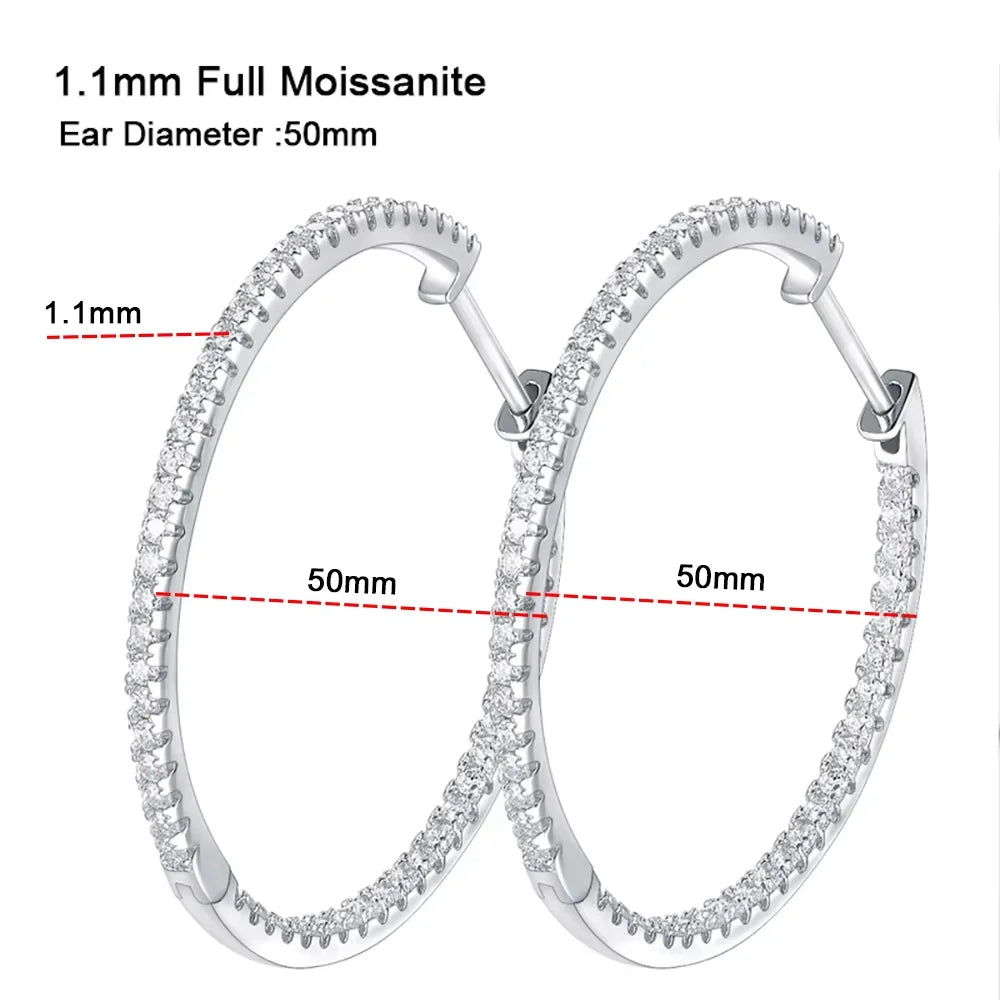 Serenity 2mm D Color Moissanite Hoop Earrings For Women Gift S925 Sterling Silver Sparkling Lab Diamond Earrings Bridal Jewelry