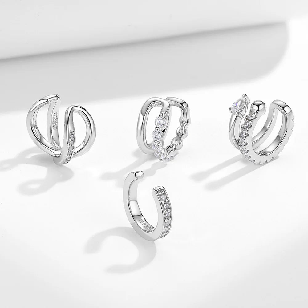 Serenity All D Moissanite Earrings for Women Men S925 Sterling Silver Lab Diamond Ear Clip Plated 18K No hole to wear Girl Gift - Madeinsea©