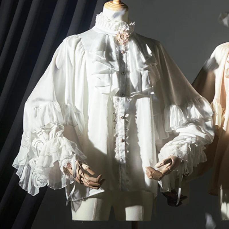 Victorian Gothic Vintage Lolita Shirts Women Elegant Lace Patchwork Batwing Sleeve Blouse Tops Female Y2k Aesthetic JK Blusas - Madeinsea©