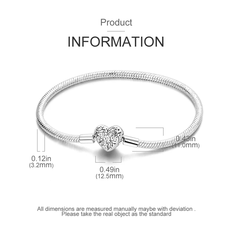 New Original 925 Sterling Silver Bracelet Heart Butterfly Bracelet For Women Fit Original Bracelet Charms Beads Jewelry DIY Gift