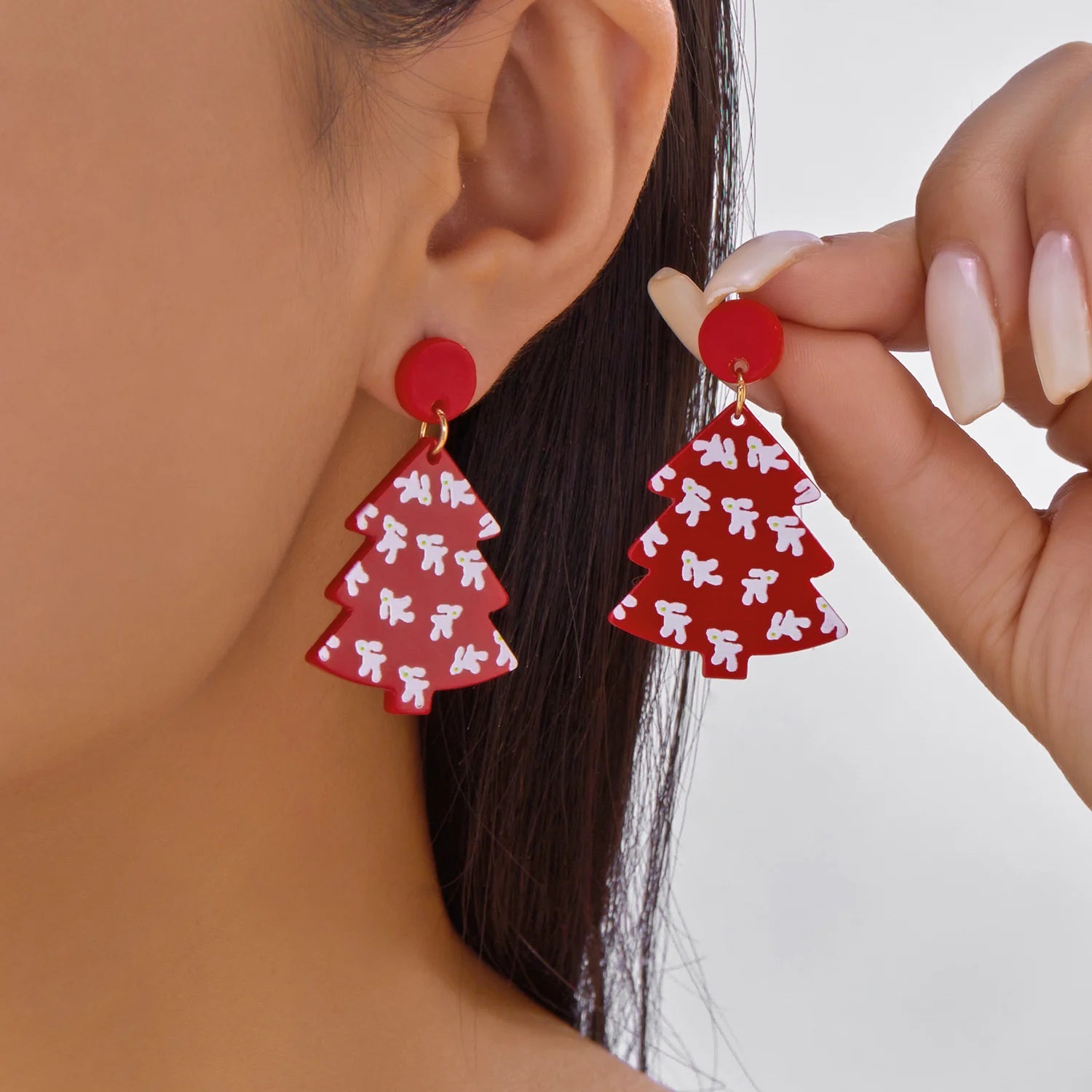 Trendy Colorful Christmas Tree Earrings For Women Rabbit Light Bulb Stripes Print Acrylic Dangle Earring New Year Party Jewelry