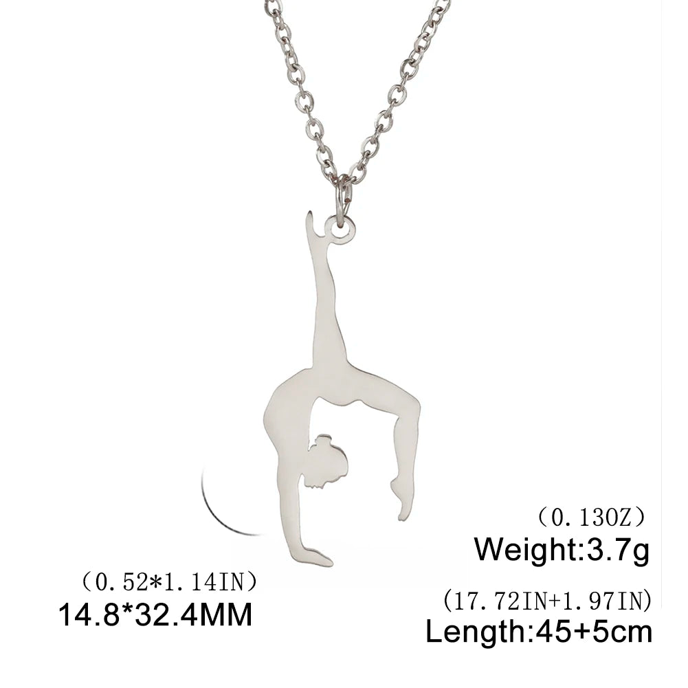 Dreamtimes Gymnastics Necklace Stainless Steel Sports Dance Artistic Gymnastics Skating Athlete Jewelry Pendant Women's Gift