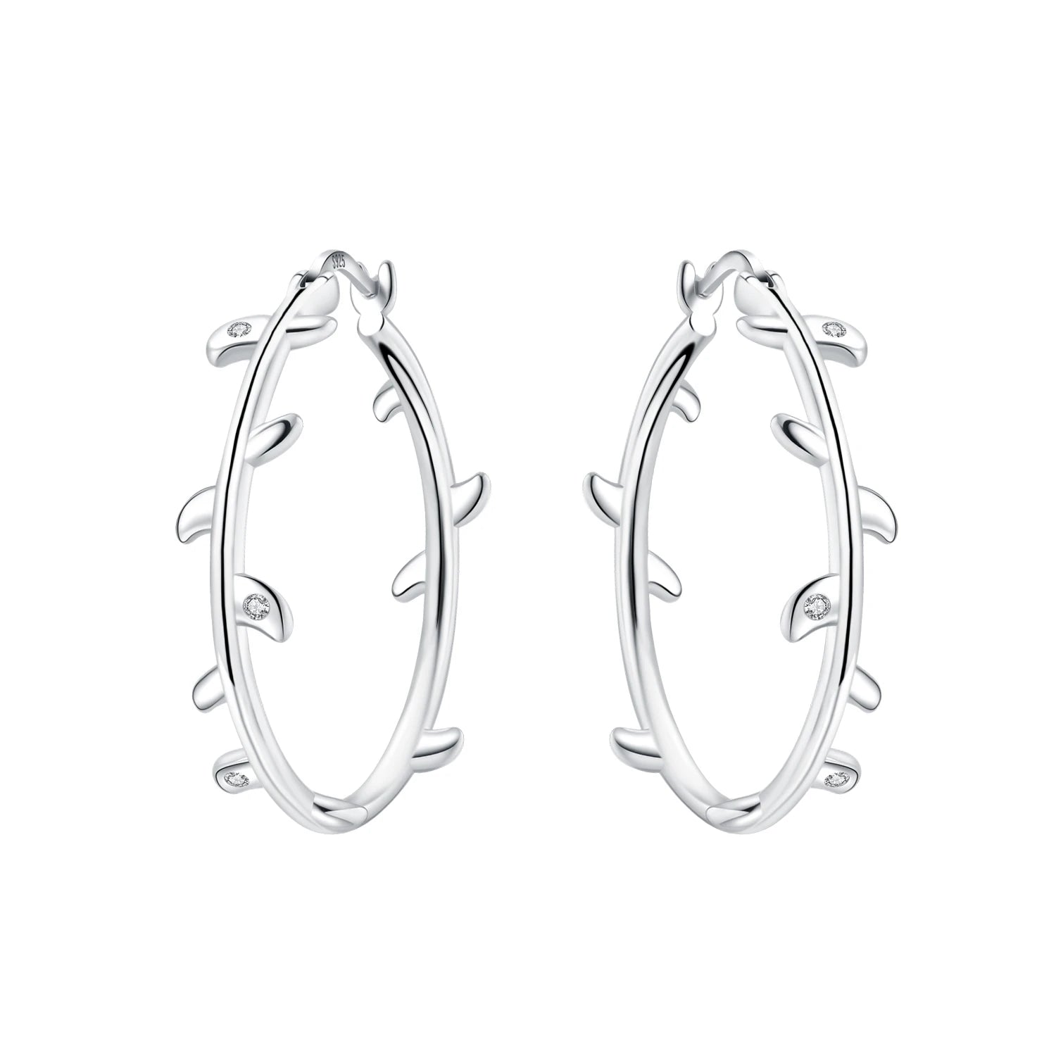 PANPOKI Original 925 Sterling Silver Blue Iris Flower Earrings Women Hoop Earring Anniversary Jewelry Trendy Gifts