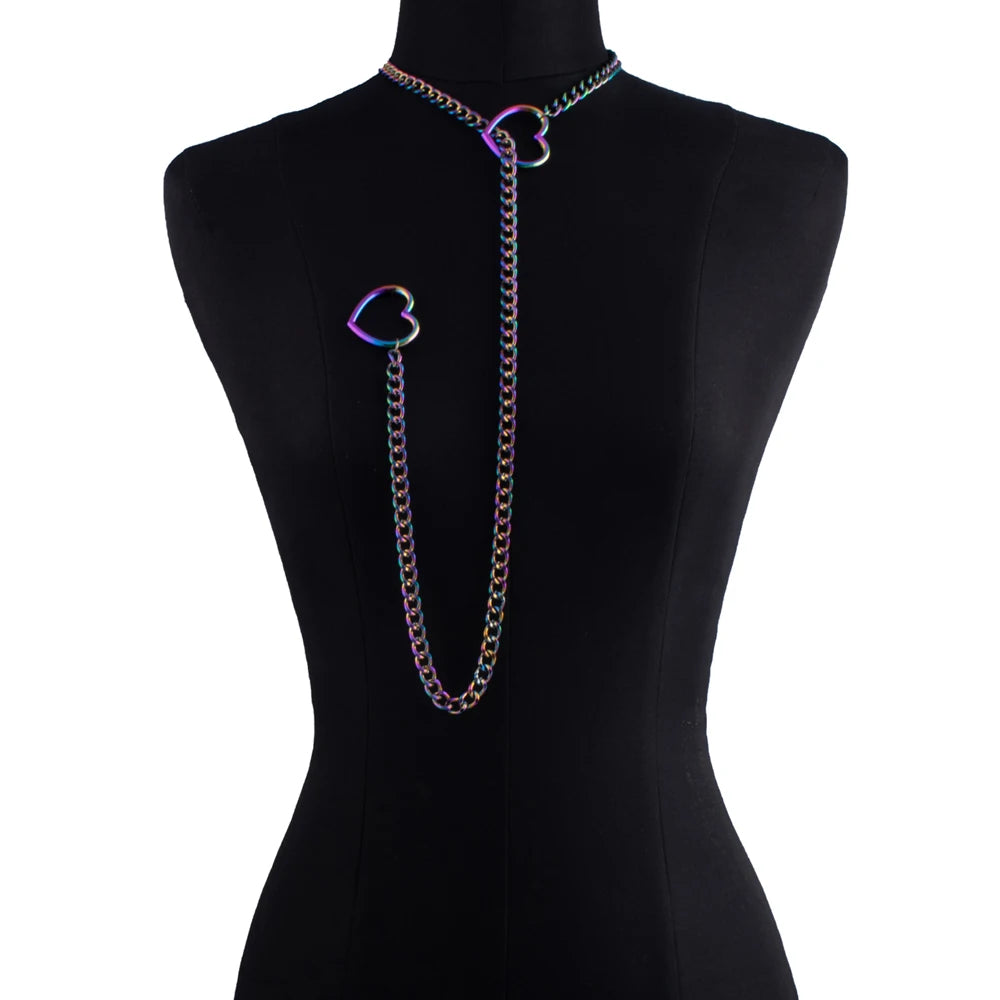 Heart Slip Chain Necklace For Women Punk Rock Love Chain Choker Necklace Gifts Adjustable Goth Jewelry - Madeinsea©