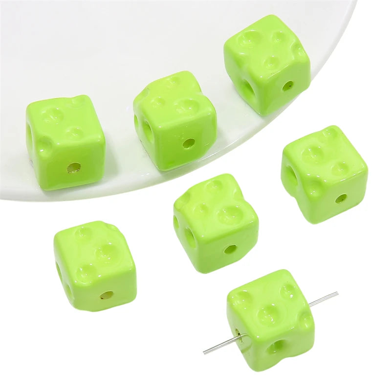 5pcs Cube Cheese Bead Acrylic Spacer Loose Beads For Jewelry Making diy Decorations Bracelet Phone Chain Keychain Accessories
