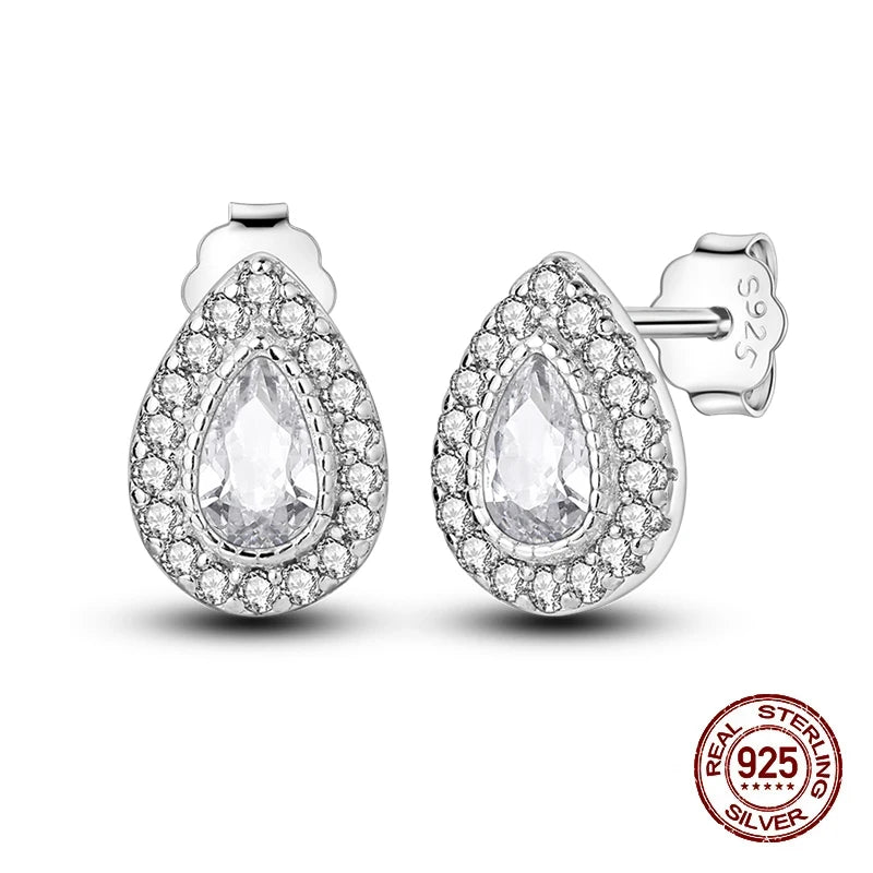 Classic Zircon Stud Earrings For Women Pearl Drop Earring 100% 925 Sterling Silver Butterfly Heart-Shaped Earings Fine Jewelry