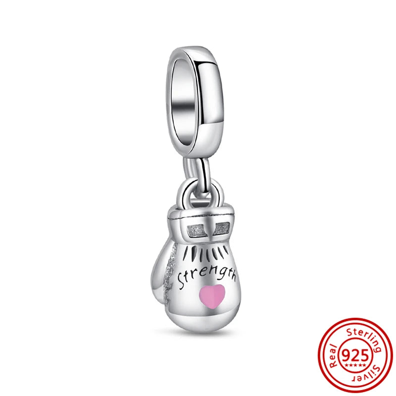 Authentic 100% 925 Sterling Silver Fit Original Pantaro Charms Bracelet Heart Round Style Simple Beads Women DIY Jewelry Making