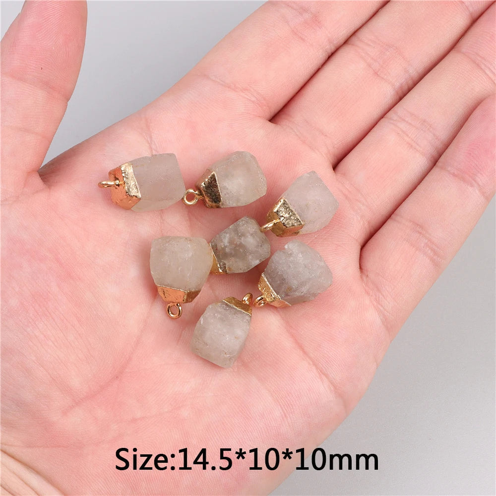 5pcs Natural Rough Stone Pendant Irregular Shape Healing Amethysts Labradorite Agat Quartz Pendants For DIY Handmade Necklace