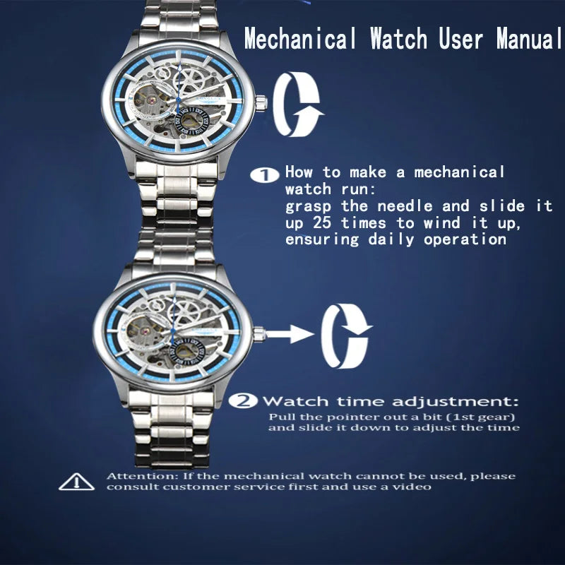 LONGLUX automatic man watch  luxury wholesale mechanical wristwatches stainless steel skeleton waterproof  mens watch men gift