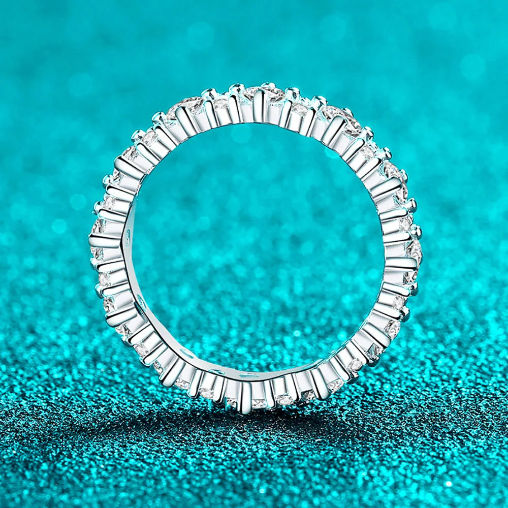 Serenity 1.56ct D Color Moissanite Row Rings for Women Gift 100% S925 Sterling Silver Plated 18K Lab Diamond Eternity Rings GRA