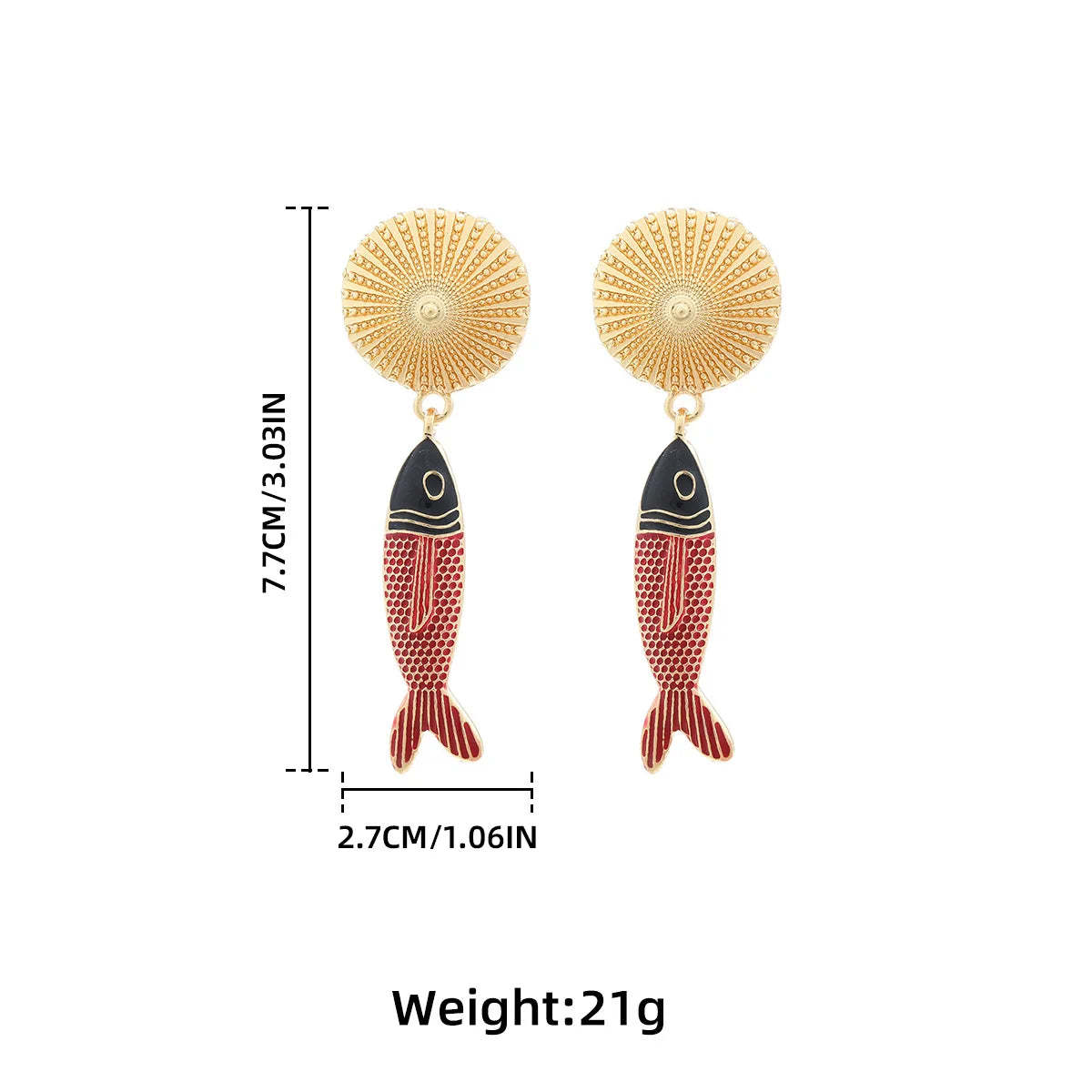 ZAA Luxury Fish Pendant Beach Vacation Style Earrings