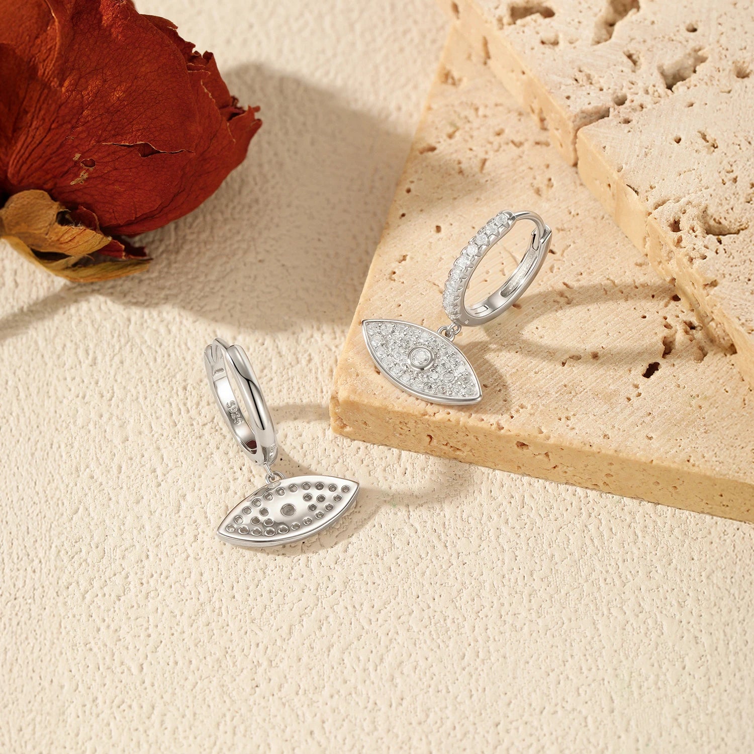 MODIAN 925 Sterling Silver Trendy Dazzling Clear CZ Swings Hoop Earrings Classic Eyes Ear Buckle For Women Fine Jewelry