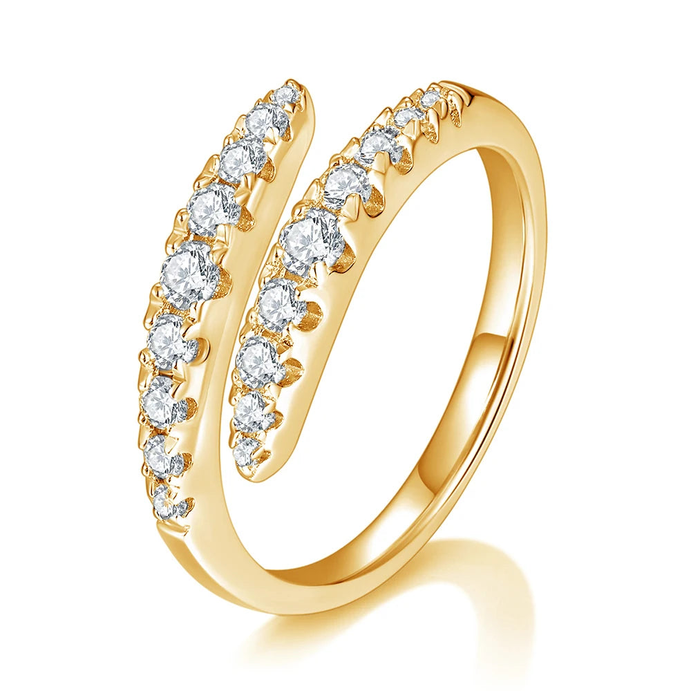 Serenity 0.45ct D Color All Moissanite Rings For Women 100% S925 Sterling Silver Plated 18K Double Opening Wedding Rings Jewelry