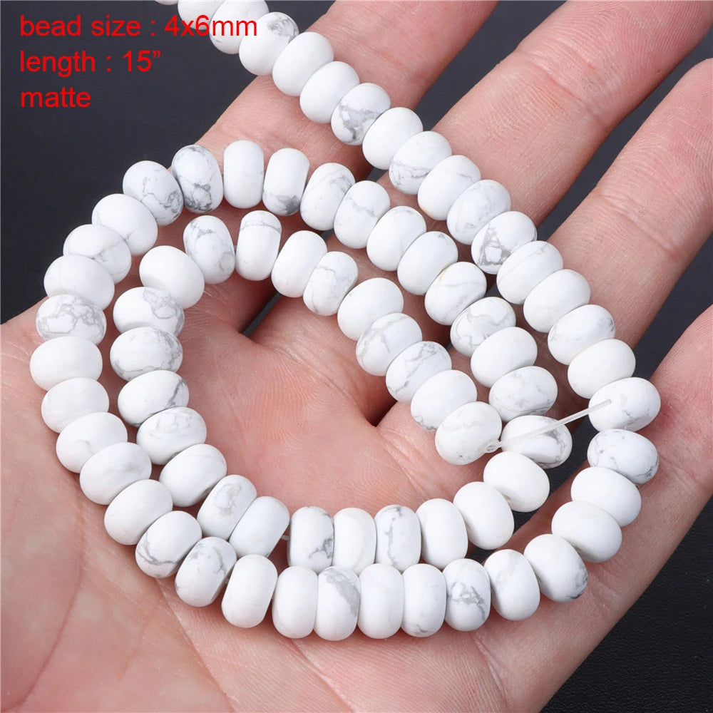 New Arrival Natural Howlite Stone Bead White Turquoises Loose Beads Jewelry Making Perles Gem Loose Beaded Diy Bracelet Necklace