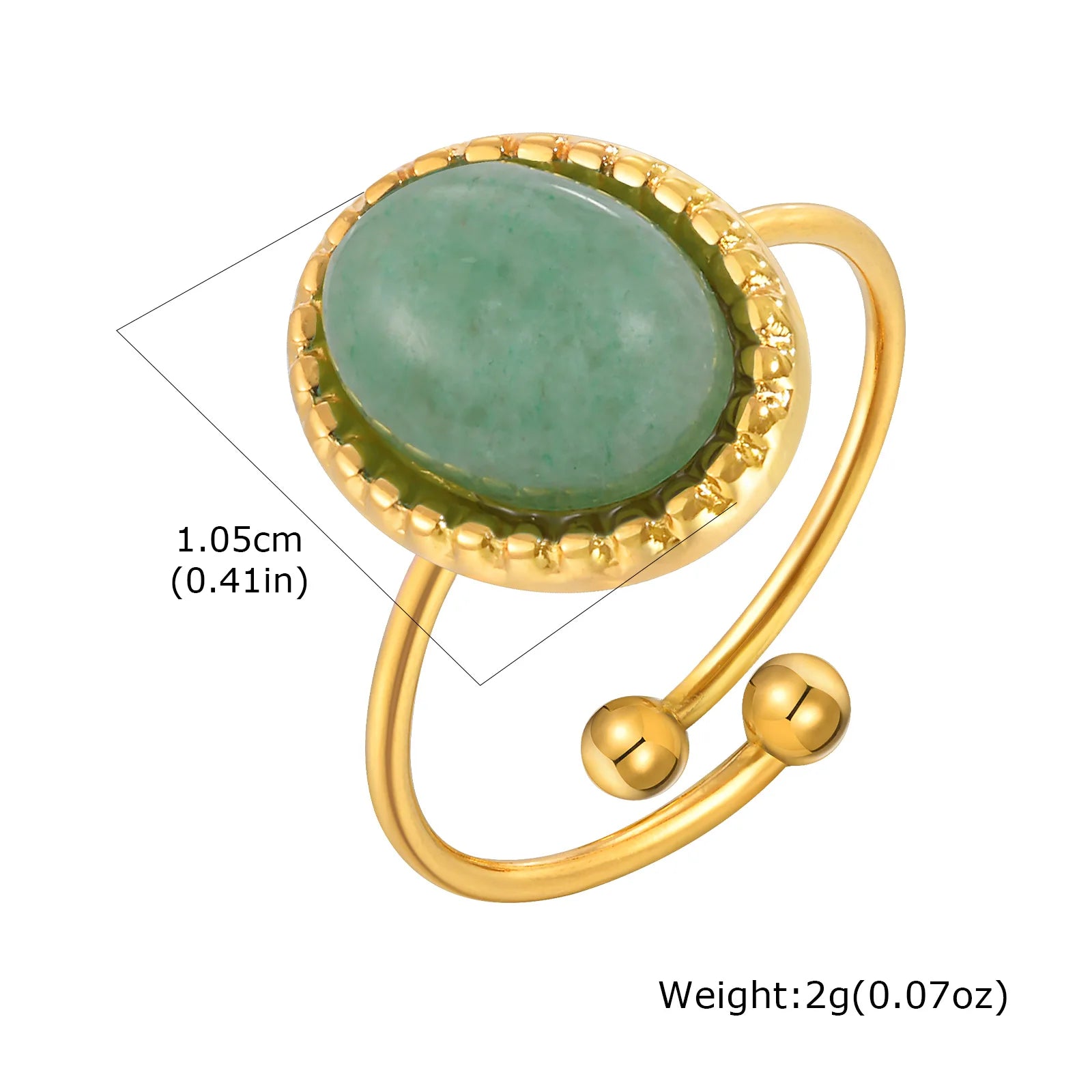 Vnox Vintage Luxury Geometric Open Rings,Natural Stone Stainless Steel Charm Jewelry For Women,Fashion Rings Finger Accessories