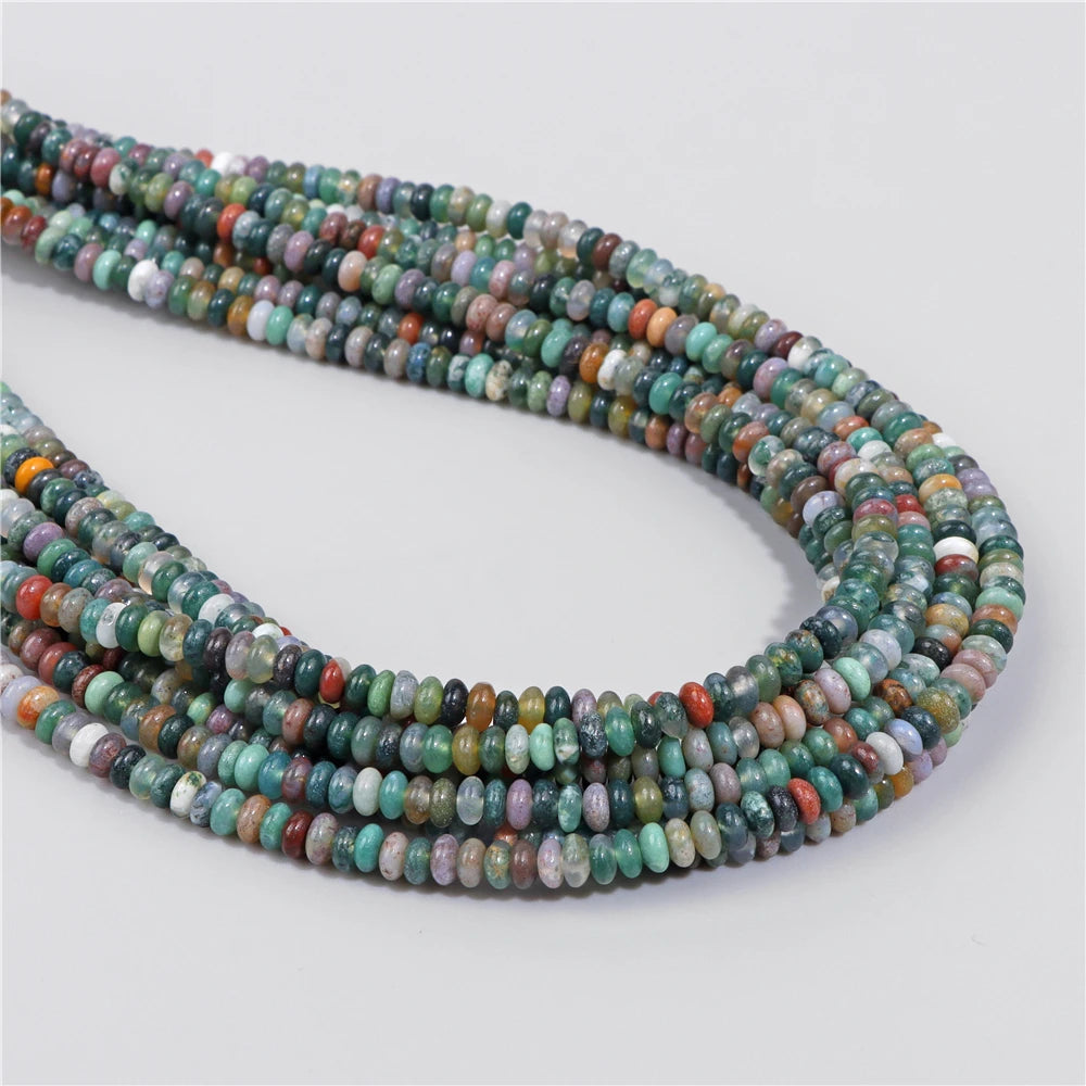 Natural Flat Round Stone Beads Abacus Shape Jaspers Quartzs Gems Beads For DIY Necklace Earrings Jewelry Making Accessori 2*4mm