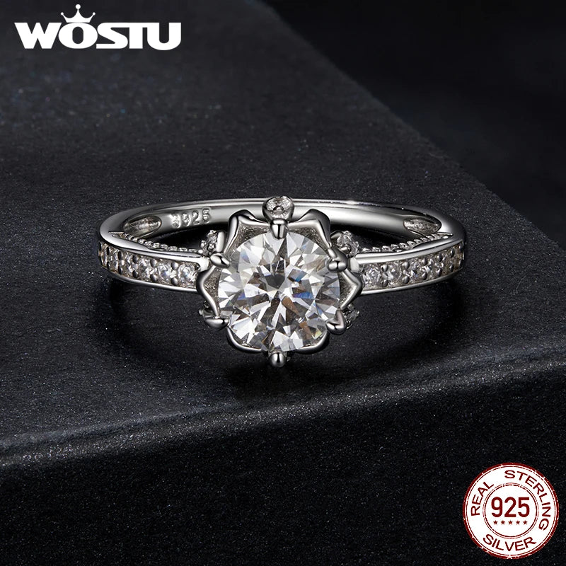 WOSTU Moissanite Wedding Jewelry 4 Set For Women 925 Sterling Silver Romantic Flower Enegagement Necklace Bracelet Earring Ring