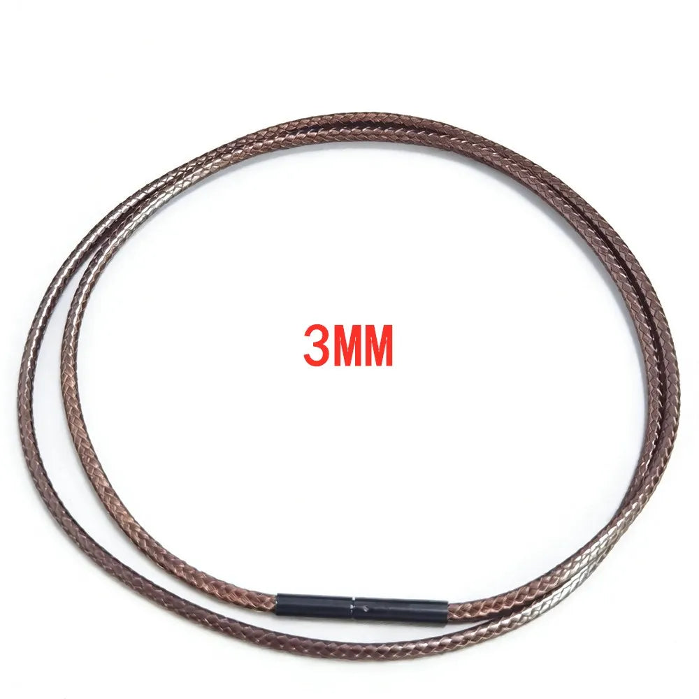 MKENDN Black Leather Chain Necklace for Diy Women Men Handmade Braid Rope Long Necklace 40/50/60/70CM Neck Pendant Chain Jewelry