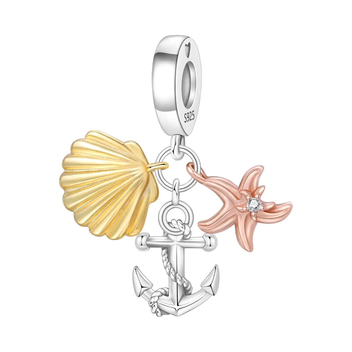PANPOKI 925 Sterling Silver Sea Star Ocean Pendant Beads Original Pendants Bracelet Charm Jewelry Party DIY Trendy Gifts