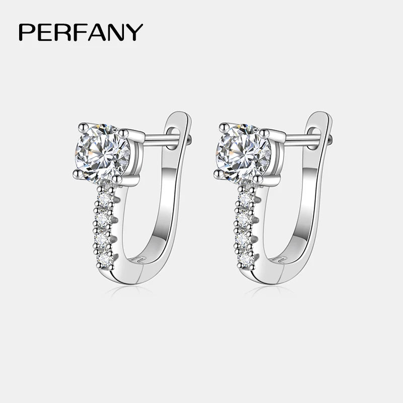 PERFANY 0.5CT Moissanite Hoop Earrings Women's 100% Pure Silver Shiny Laboratory Diamond Fashion Wedding High-end Jewelry - Madeinsea©