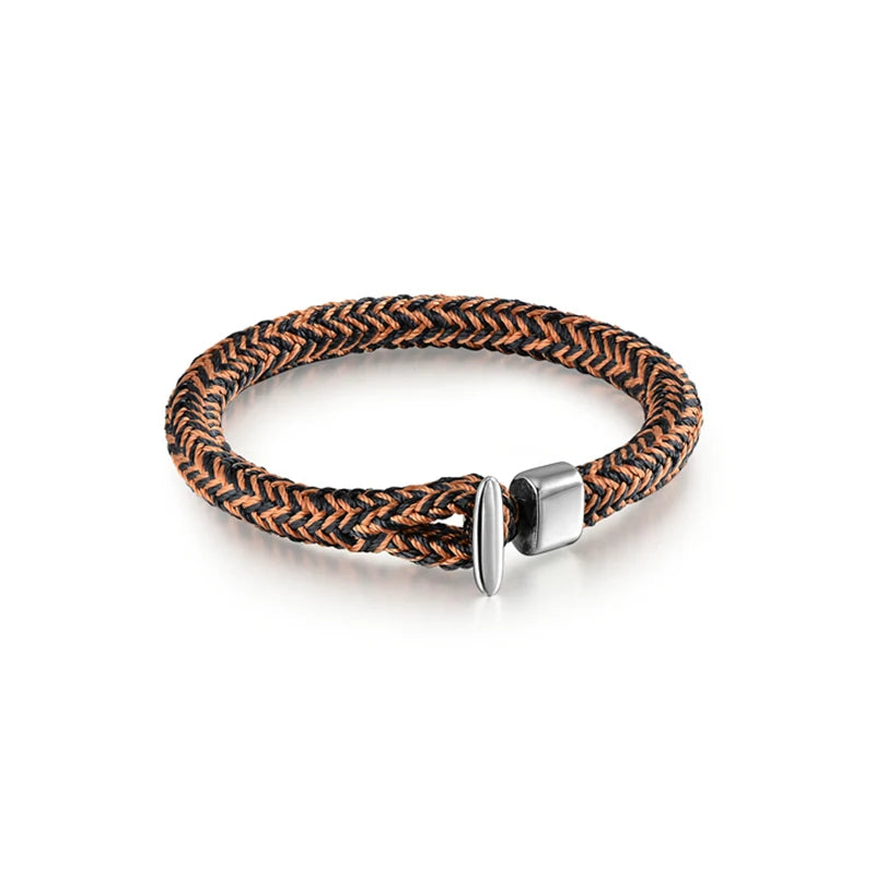 MKENDN Men's Bracelet Sailing Nylon Navy Blue Stainless Steel Hook Charm Bracelet Nylon Rope Bracelet Jewelry Gifts