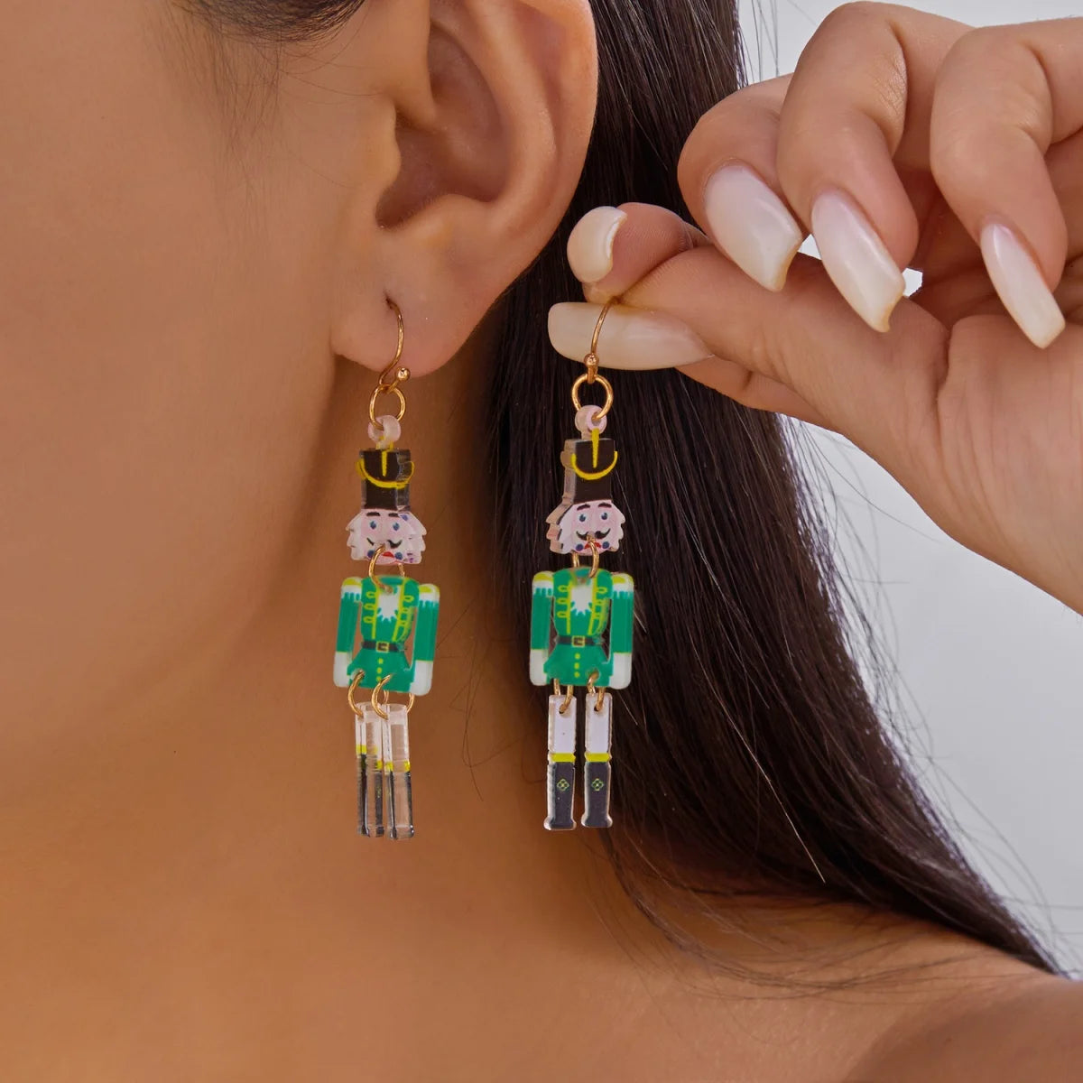 Christmas Acrylic Heart Santa Claus Deer Candy Crutch Xmas Tree Soldier Drop Earrings Cute Holiday Jewelry For Women Men Gifts