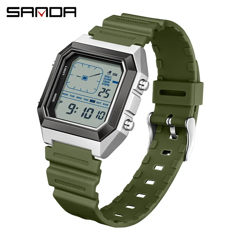 SANDA 6307 Fashion Digital Watches for Man Multifunction Luminous Chronograph Calendar Outdoor Sport Waterproof Electronic Watch